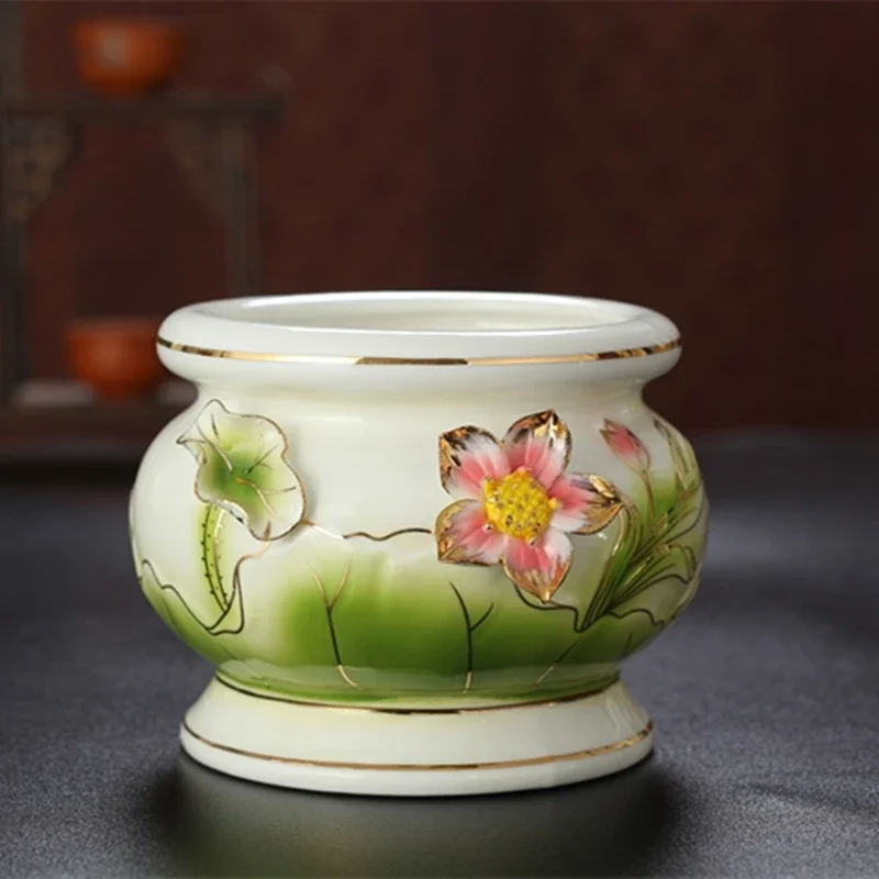 Candle Supplies Essential Oils - 仏具、仏様を模した陶器製香炉、蓮の花色の仏壇用品