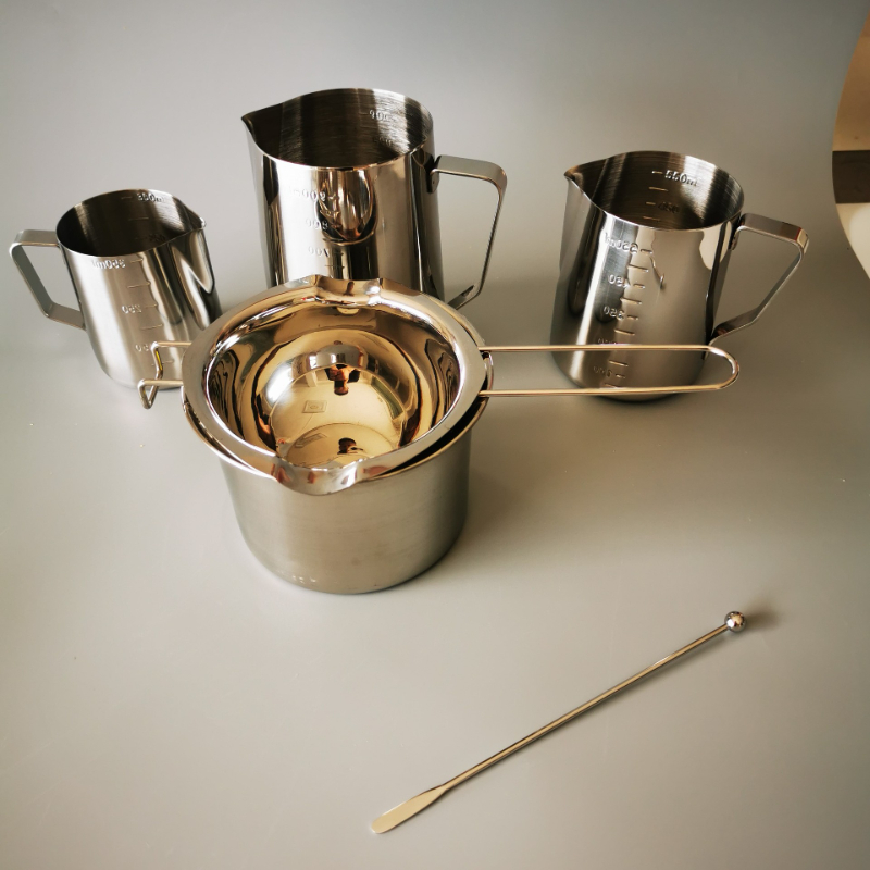 Candle Wax Scale - DIY手作りキャンドル製造ツール,ステンレス鋼測定カップ,チタンリンクスティック付き,耐水性,ワックスモッド