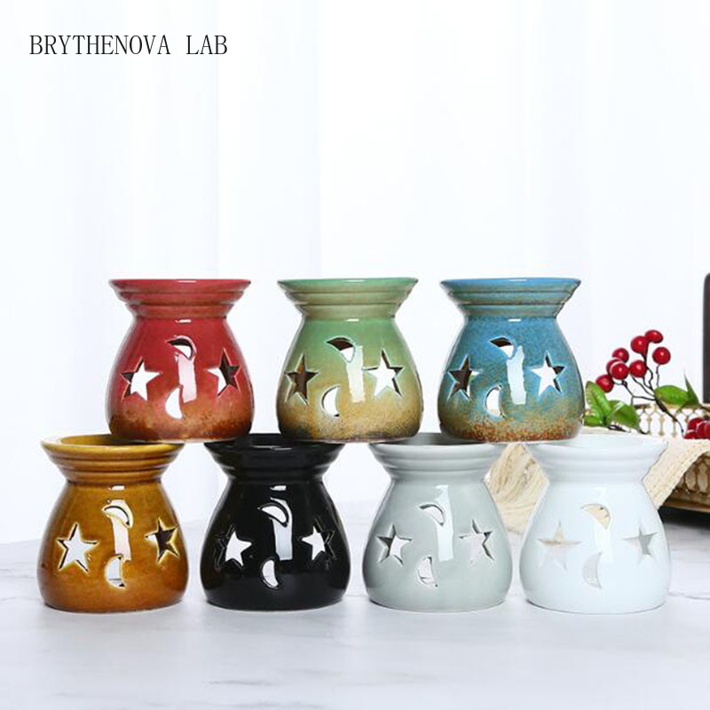 窯変化磁器製中空星月アロマバーナーエッセンシャルオイルキャン - Candle Supplies Essential Oils のレビューと価格