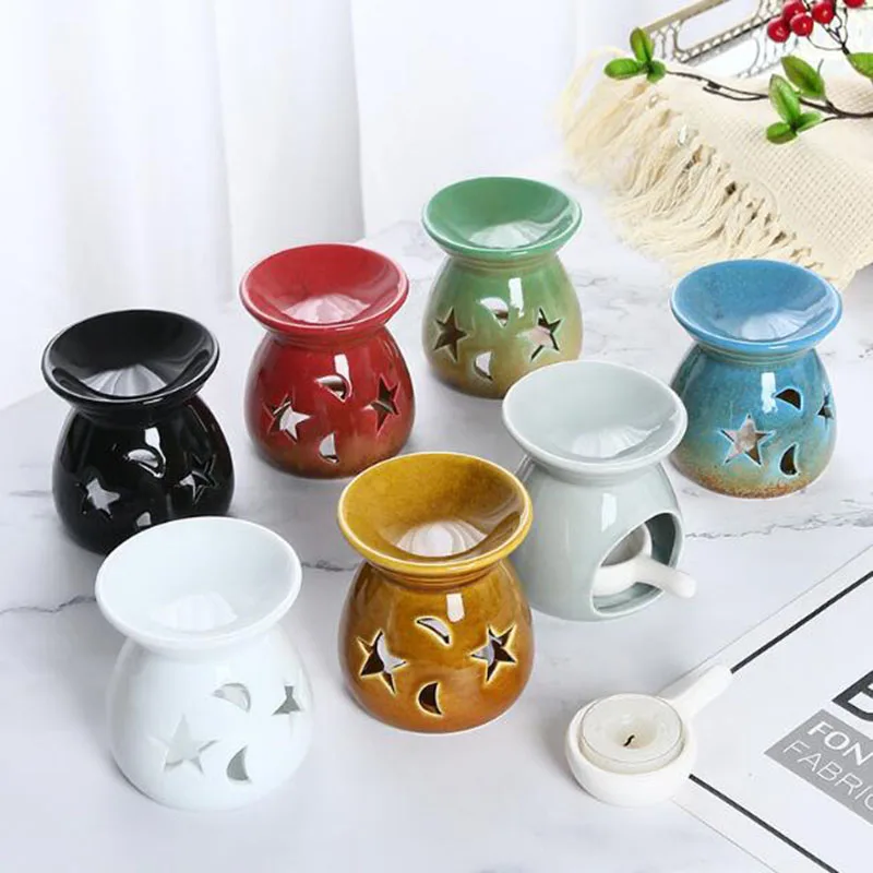 窯変化磁器製中空星月アロマバーナーエッセンシャルオイルキャン - Candle Supplies Essential Oils のレビューと価格