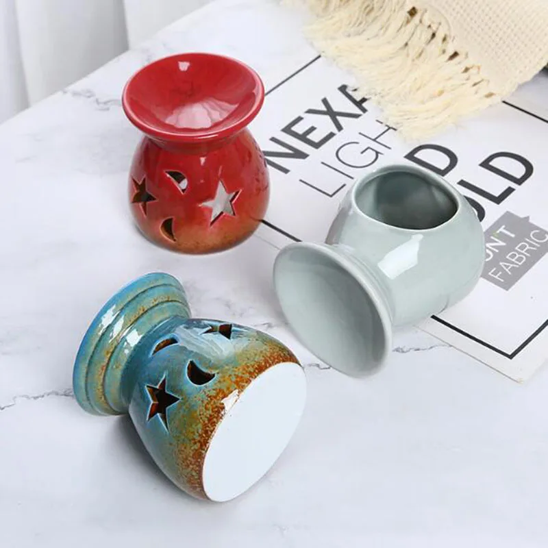 窯変化磁器製中空星月アロマバーナーエッセンシャルオイルキャン - Candle Supplies Essential Oils のレビューと価格