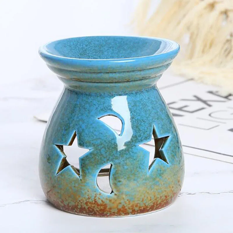 窯変化磁器製中空星月アロマバーナーエッセンシャルオイルキャン - Candle Supplies Essential Oils のレビューと価格